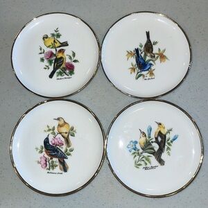 VINTAGE BAREUTHER WALDSASSEN BAVARIA GERMANY BIRD SET OF 4 PLATES